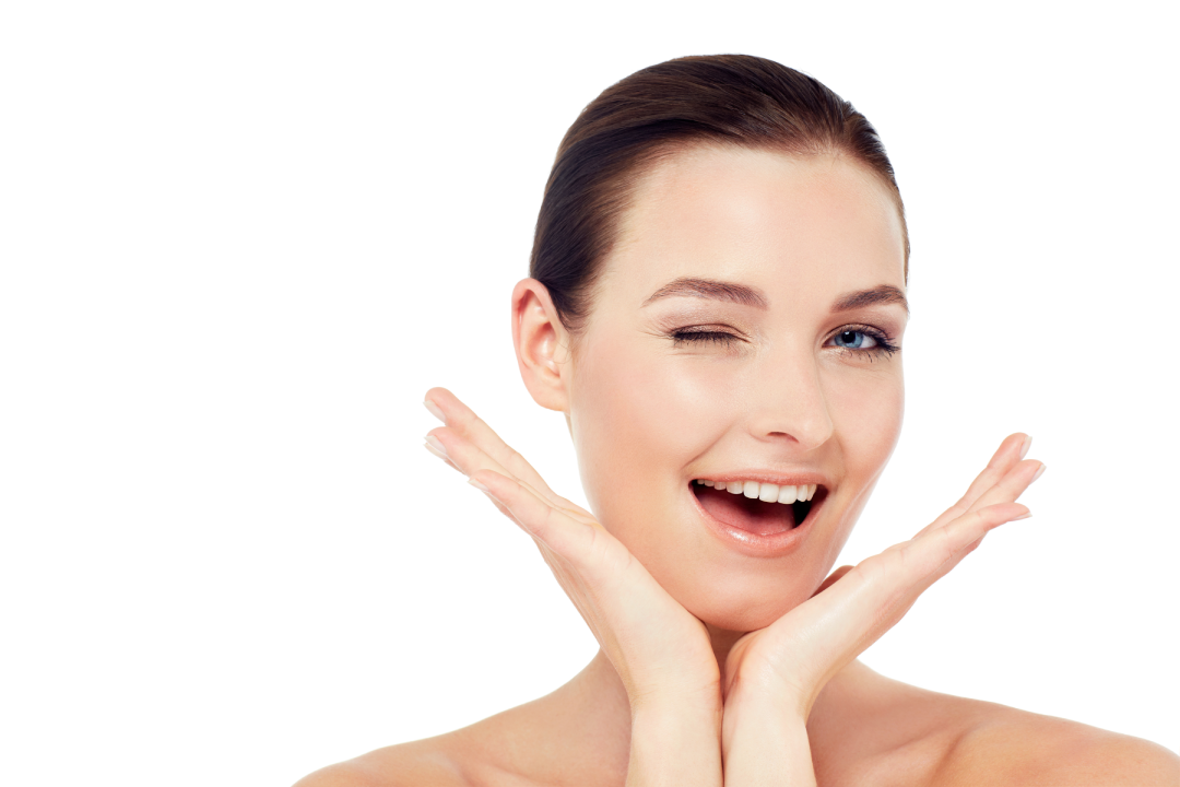A woman with flawless, youthful skin after Jeuveau treatment.